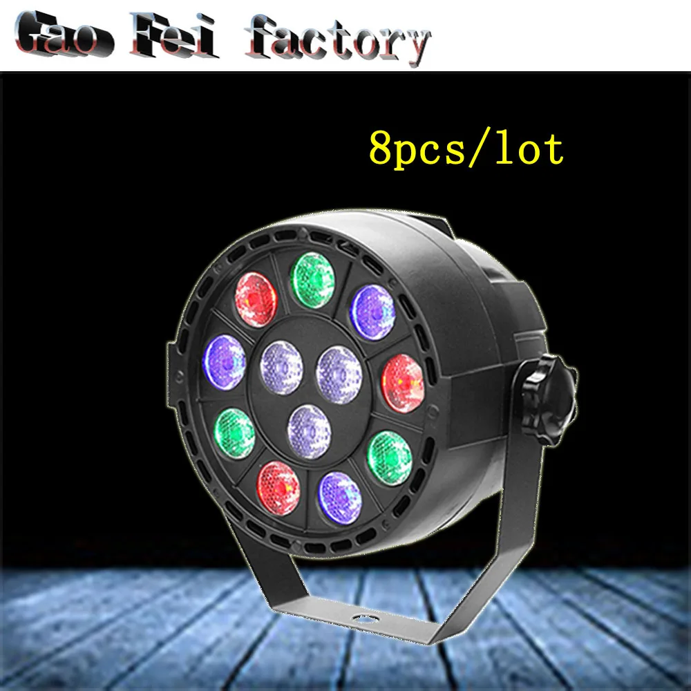

8PCS/LOT 12X3w RGBW DMX Stage Lights Business Lights Led Flat Par High Power Light with Professional for Party KTV Disco DJ