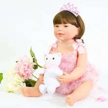 55 см полный Силиконовый Reborn Baby Doll игрушка для девочки Boneca винил принцесса новорожденные младенцы с кошкой модный подарок на день рождения игрушка