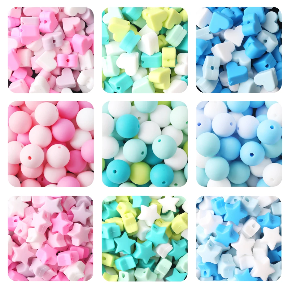 Let's Make 15mm BPA Free Perle Silicone Bead Food Grade Silicone Teether 20pc Colorful Baby Teething Bead DIY Necklace Baby Good