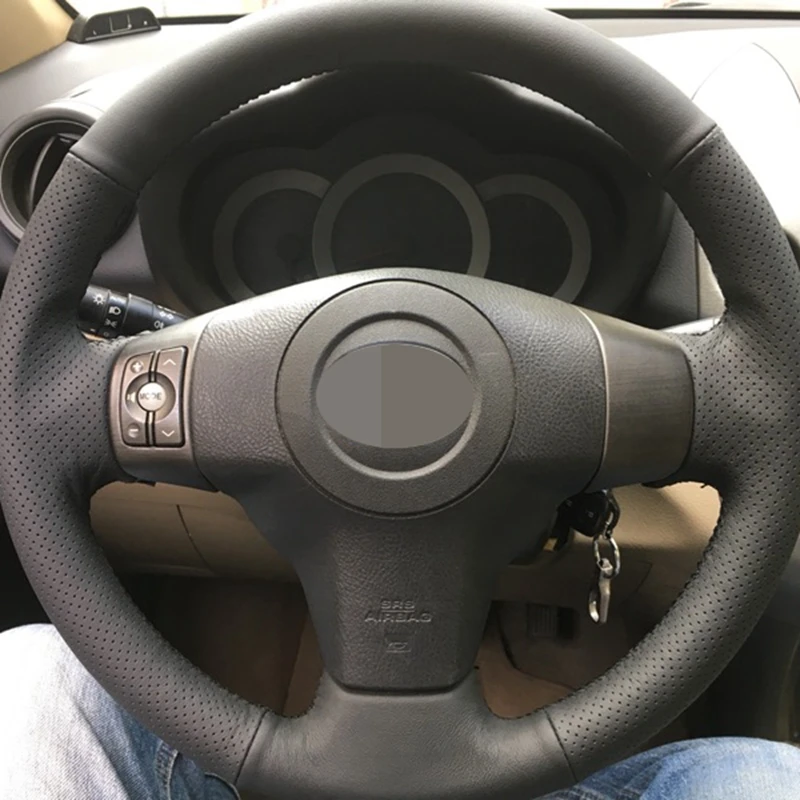 DIY искусственная кожа ручной работы черный чехол рулевого колеса автомобиля для Toyota Yaris Vios RAV4 2006-2009 Scion XB 2008