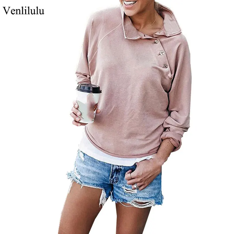 

Women Sweatshirt Spring Autumn Sweatshirt Pullover Shirts Women Turn-down Collar Pullovers Long Sleeve Thin Sweatshirt Female