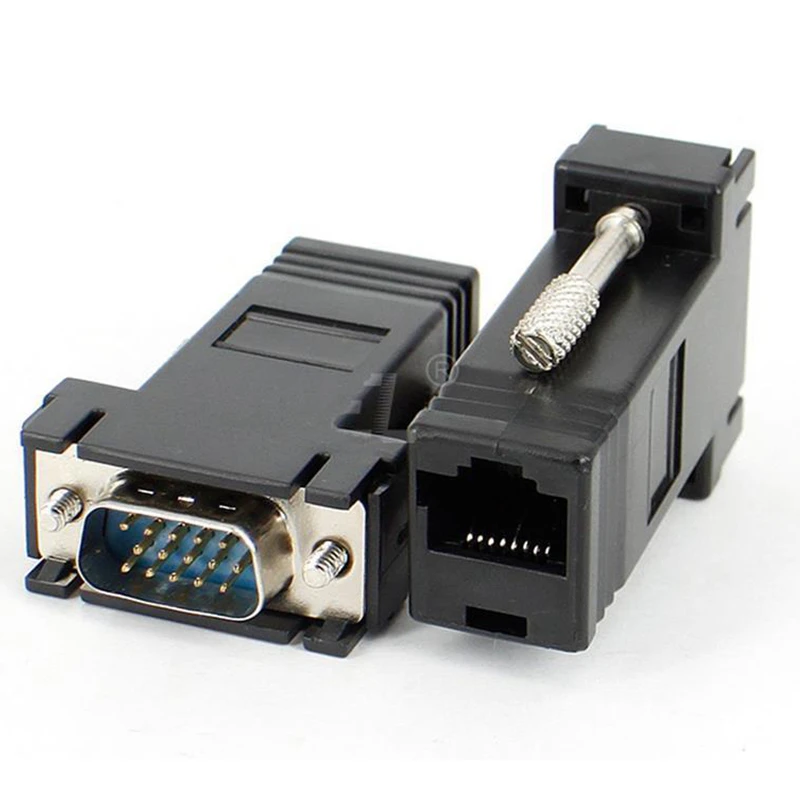 Переходник VGA на RJ45 удлинитель разъемы RGB HDB штекер к локальной сети CAT 5 CAT6 сетевой