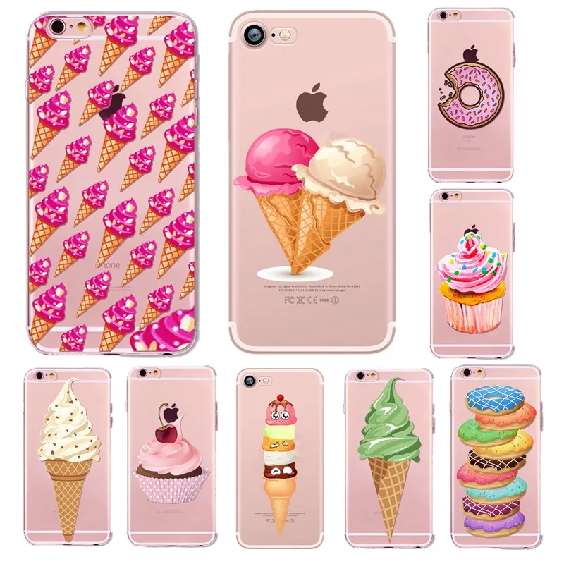 Симпатичного мороженого чехол-крышка с узорами для iPhone X Case Мягкие силиконовые