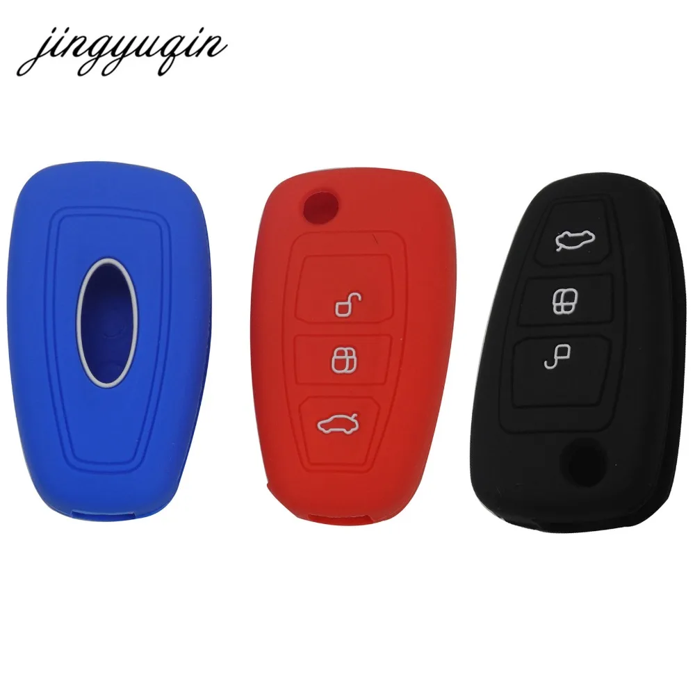 Jingyuqin силиконовый чехол держатель для FORD Fiesta Focus Mondeo Kuga ECO Sport Remote 3 откидной