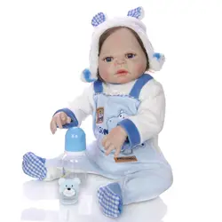 Очаровательная кукла NPK 57 см Reborn, ручная работа, полностью силиконовая Bebes кукла новорождённого кукла Boneca в милой одежде, Мужская Кукла Малыш