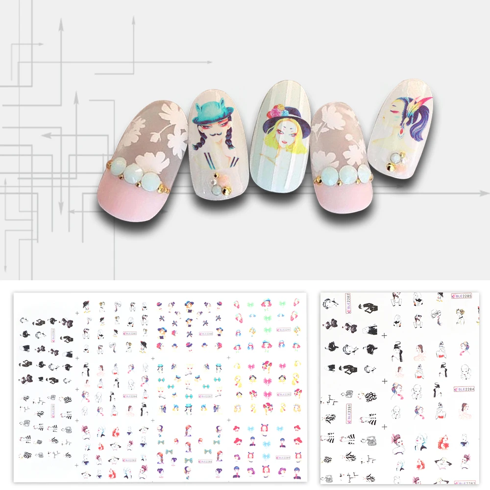

1 sets Sexy Women Figure Image Decals 11 Designs Girl Beauty Water Transfer Stickers New Nail Art Decorations Tips Nail Stickers