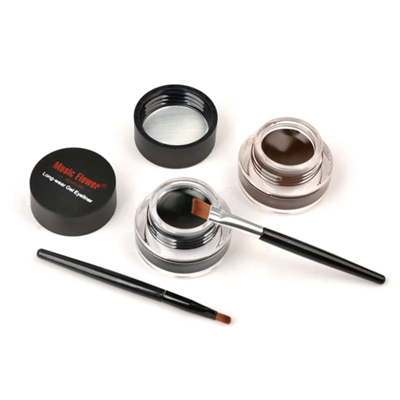 Best 2 в 1 коричневый+ черный Gel Eyeliner составляют водонепроницаемый и не смазывающейся набор косметики eye Liner комплект в Eye Liner Макияж