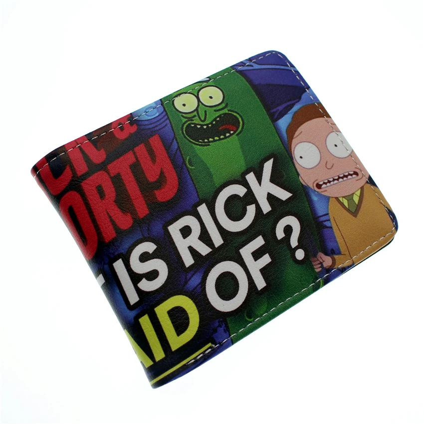 Короткий кошелек Rick and marty Pickle Rick, двойной держатель для карт из искусственной кожи для мальчиков и девочек, мужские и женские кошельки, кошелек с мультяшным принтом для косплея