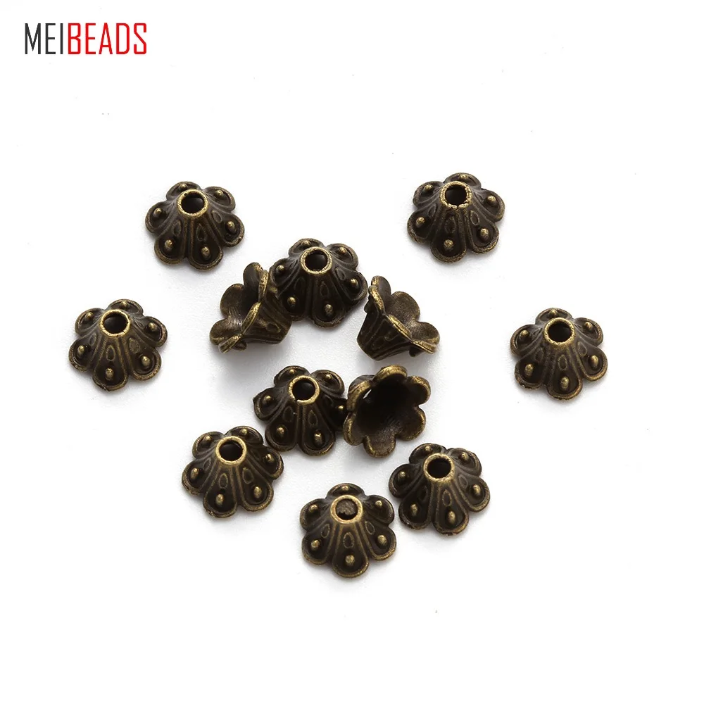 

MEIBEADS 100pcs/lot 8mmx9mm Alloy Ancient Bronze Jewelry Accessories Bronze Receptacle Spacer UF5074