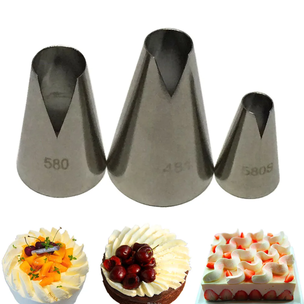 

3 PCS DIY Cream Nozzle Pastry Stainless Steel Icing Piping Nozzles Tips Set Cakes Decorating Baking tools Pastry Decorating Tips