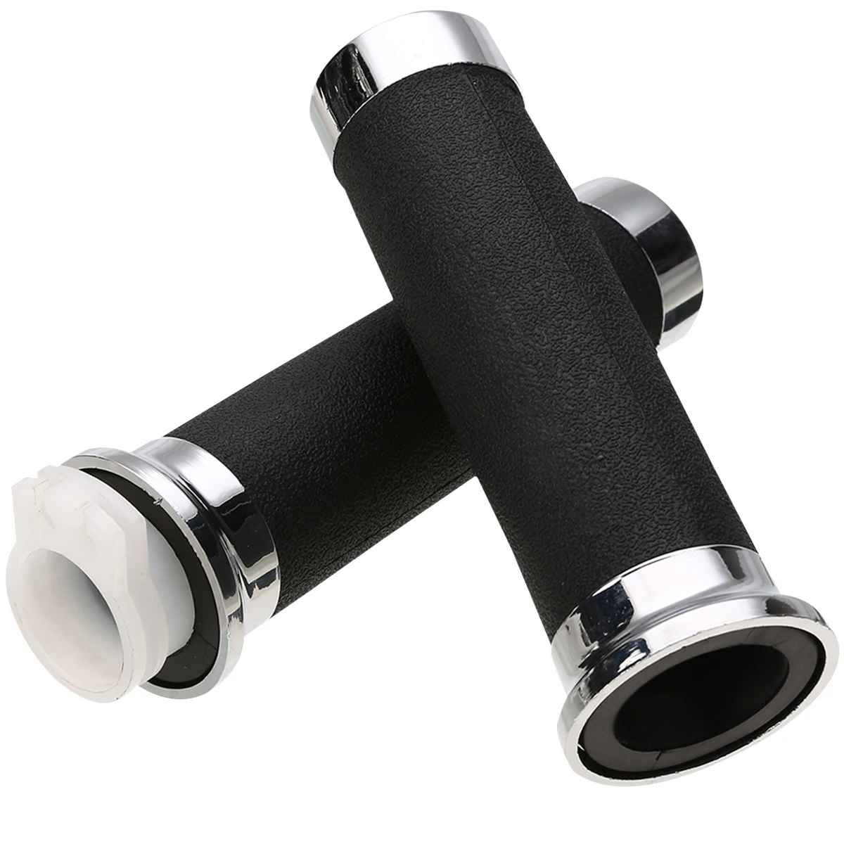 Mayitr 1 Pair 25mm Motorcycle Handlebar Hand Grips Black And Sliver Rubber Plastic Handle Bar For Honda For Yamaha