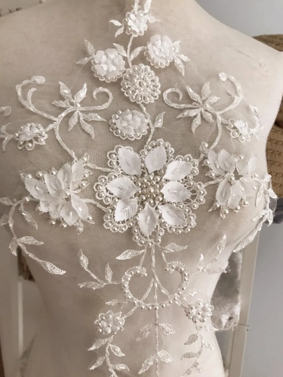 bridal lace applique ivory
