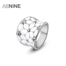 AENINE модное кольцо с австрийскими кристаллами и белым цветком, женское ювелирное изделие из белого золота для рождества anneau anel Anillo L2010422325