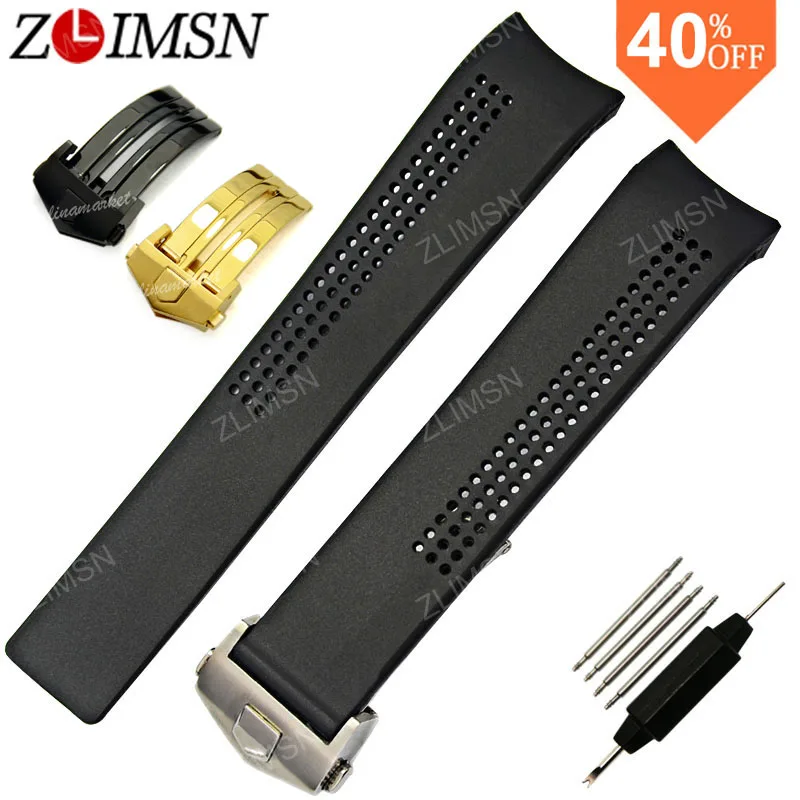 Buy 20mm Silver Black Gold Curved Black Watchbands