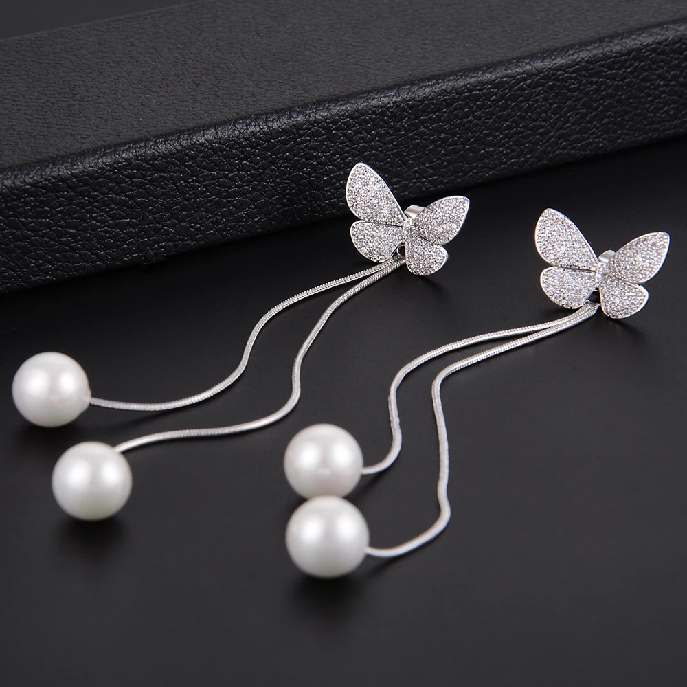 

GODKI 116mm Fashion Trendy Butterfly Insect Cubic Zirconia Wedding EngagementParty Dress up Earring Fashion Jewelry for Women