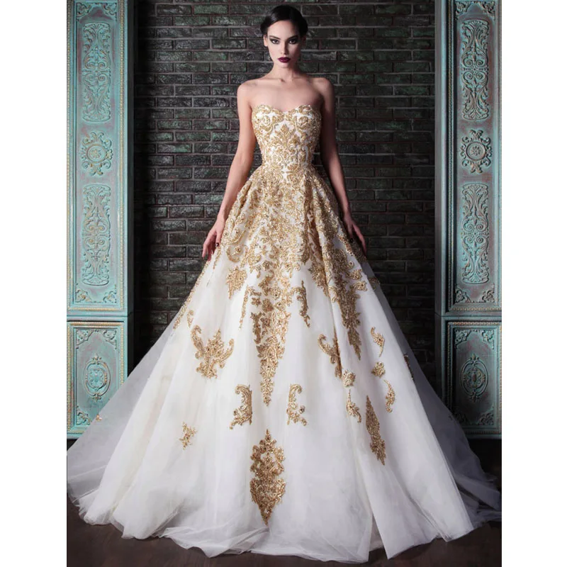 gold and white evening gowns