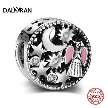 

DALARAN Starry Sky Silver Beads Sterling Silver 925 Charms Pink Angel For Women Jewelry Making Fit DIY Bracelet Necklace Gift
