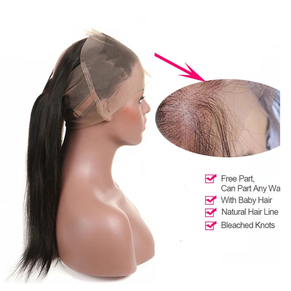 Ариэль Бразильский прямые волосы 360 синтетический Frontal шнурка волос синтетическое закрытие волос с ребенком не Реми человеческие волосы 360