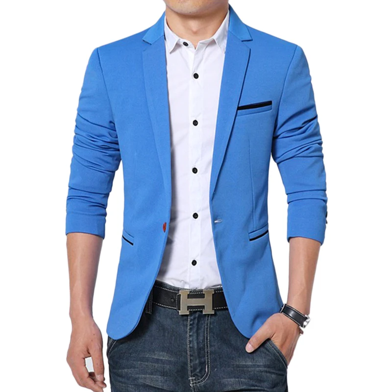 

2019 New Luxury Men Casual Suits Dress Blazer Slim Fit Male Blaser Masculino Jacket Wedding Blazer for Men Regular Blue