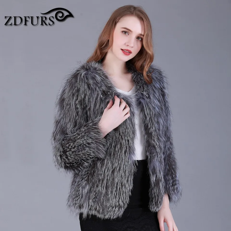 Buy ZDFURS *Winter 100 Real Raccoon Fur coat Knitted