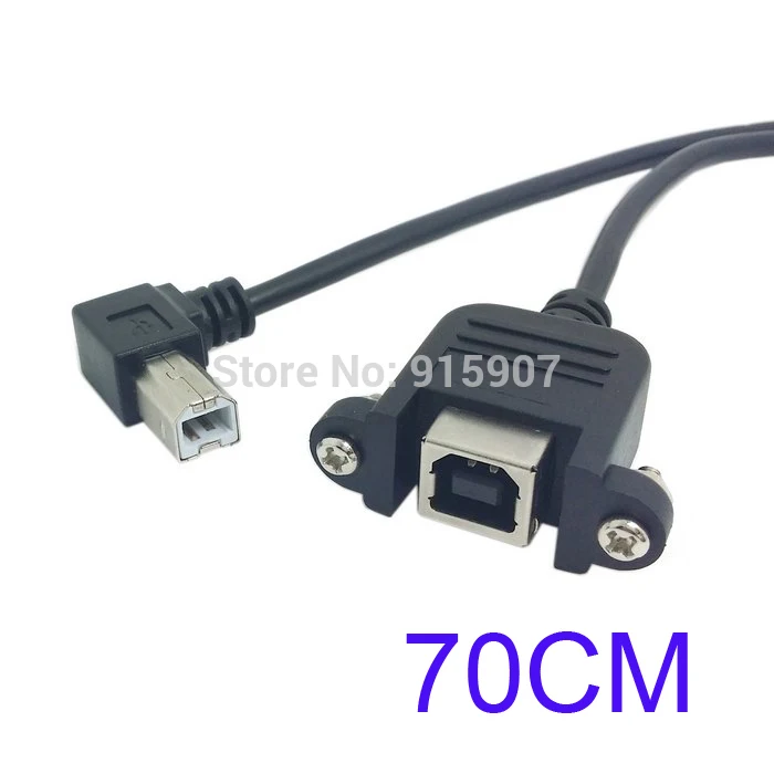

CY 70cm 90 Degree Right Angled USB B Male to Female extension cable with screws for Panel Mount