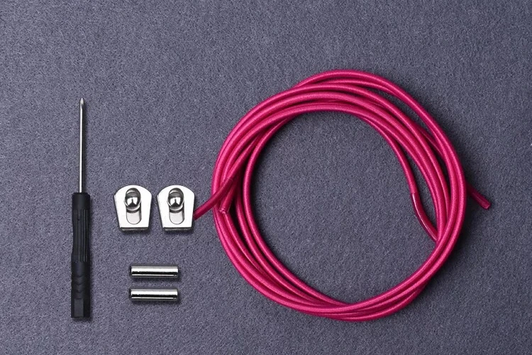 Rose red 1 пара шнурков для обуви без завязок, эластичные круглые шнурки с металлической пряжкой, для детей и взрослых, быстро тянущиеся кроссовки, шнурки для обуви, шнурки для обуви - Цвет: Rose red