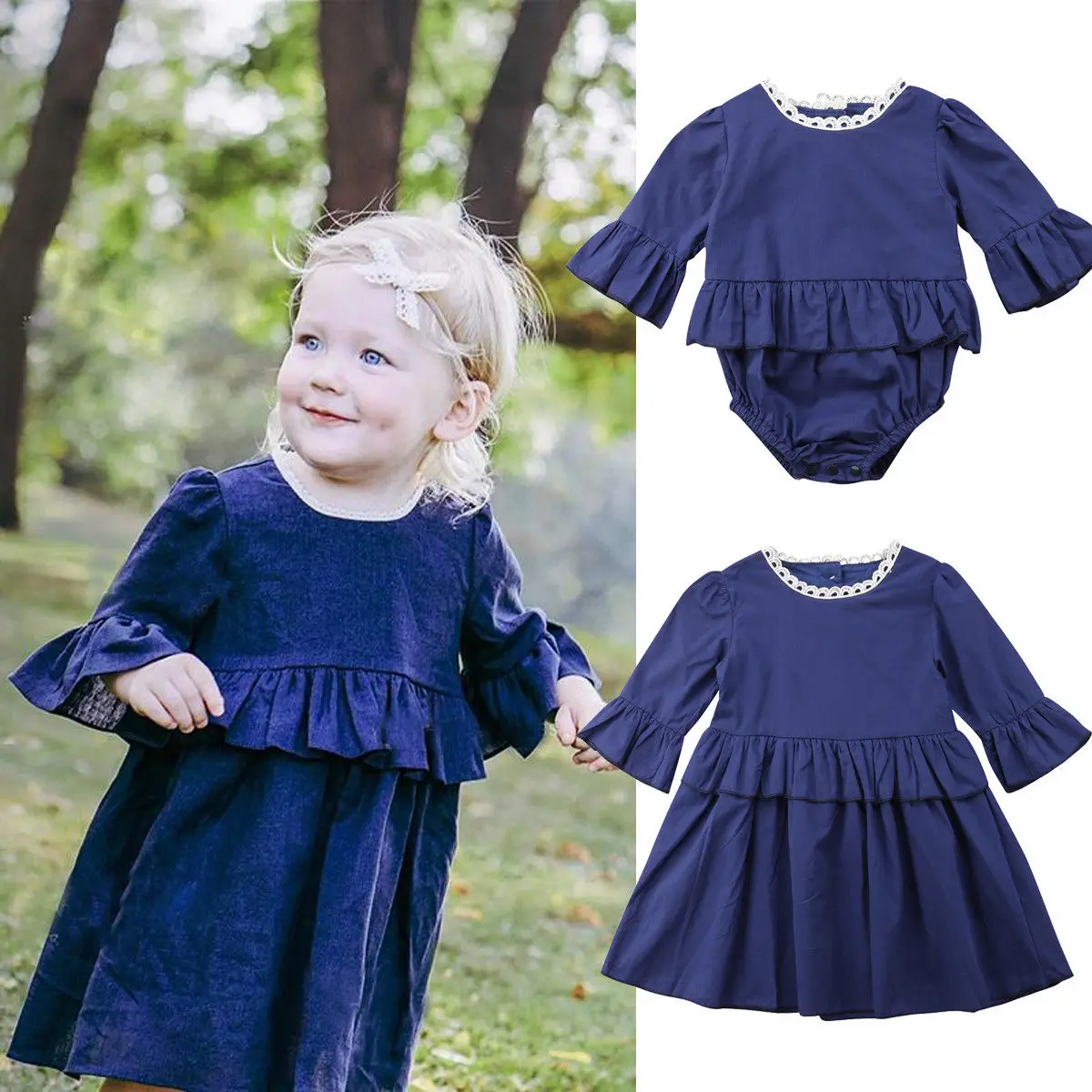 

Pudcoco Little Sister Big Sister Match Clothes Rompers and Dress Matching Summer Clothes