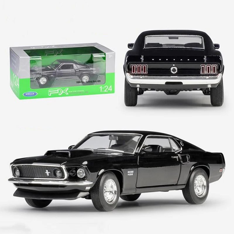 Около 19 см 1/24 масштаб 1969 Ford Mustang металлический сплав классический автомобиль литья под давлением модель Boss 429 игрушка Welly коллекционная игрушка для детей