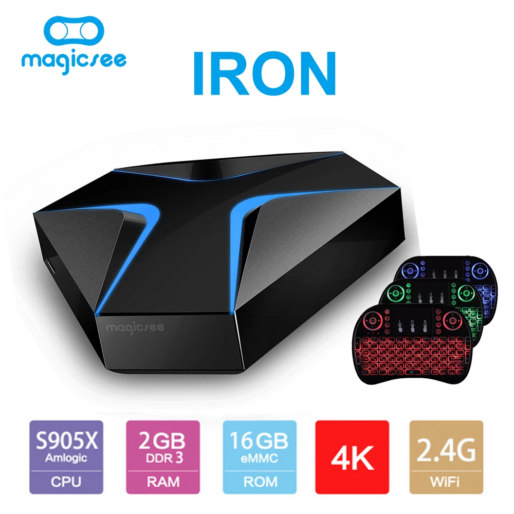

Magicsee IRON Amlogic S905X Android 7.1 TV BOX 4K 60fps Resolution 2GB DDR3 16GB Support 2.4G WIFI H.265 Smart TV set top box