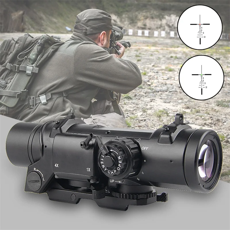 

Quick Detachable Tactical 1x-4x Fixed Dual Role Optic Rifle Magnificate Scope Fit 20mm Weaver Picatinny Rail Hunting For Airsoft