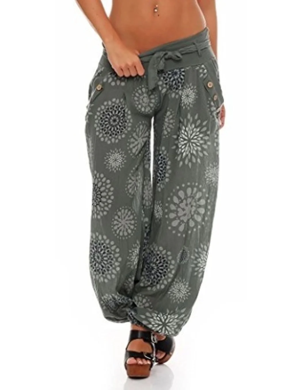 ZOGAA Женская Мода в богемном стиле, большого размера шифоновые брюки с принтом длинные брюки свободные шаровары богемные брюки для девочек