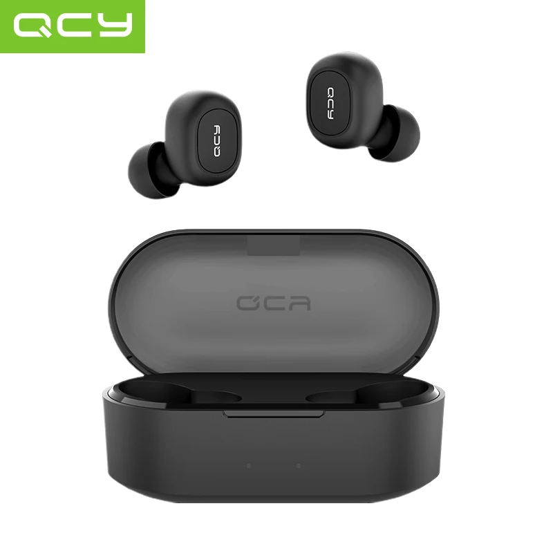 QCY QS2 TWS Bluetooth V5.0 гарнитура спортивные беспроводные наушники 3D стерео наушники мини в ухо двойной микрофон с зарядным устройством