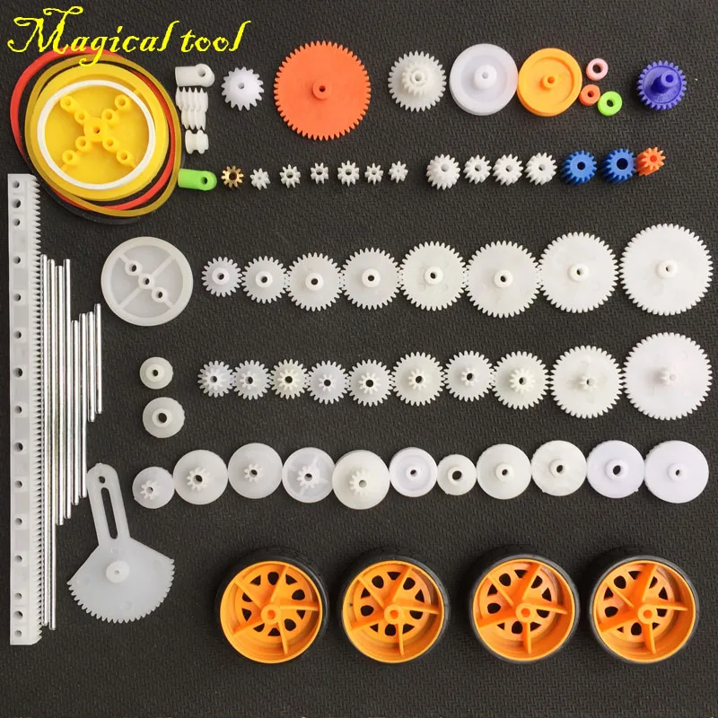

76pcs Plastic Shaft Single Double Reduction Crown Worm Gears Wheel For RC Toys Car DIY Accessories For Scientific Experiment
