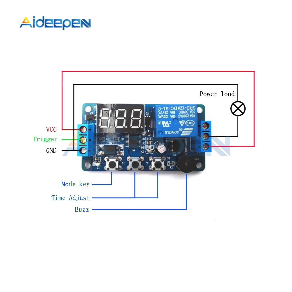 DC 12V Цифровой светодиодный дисплей реле времени задержки модуль управления