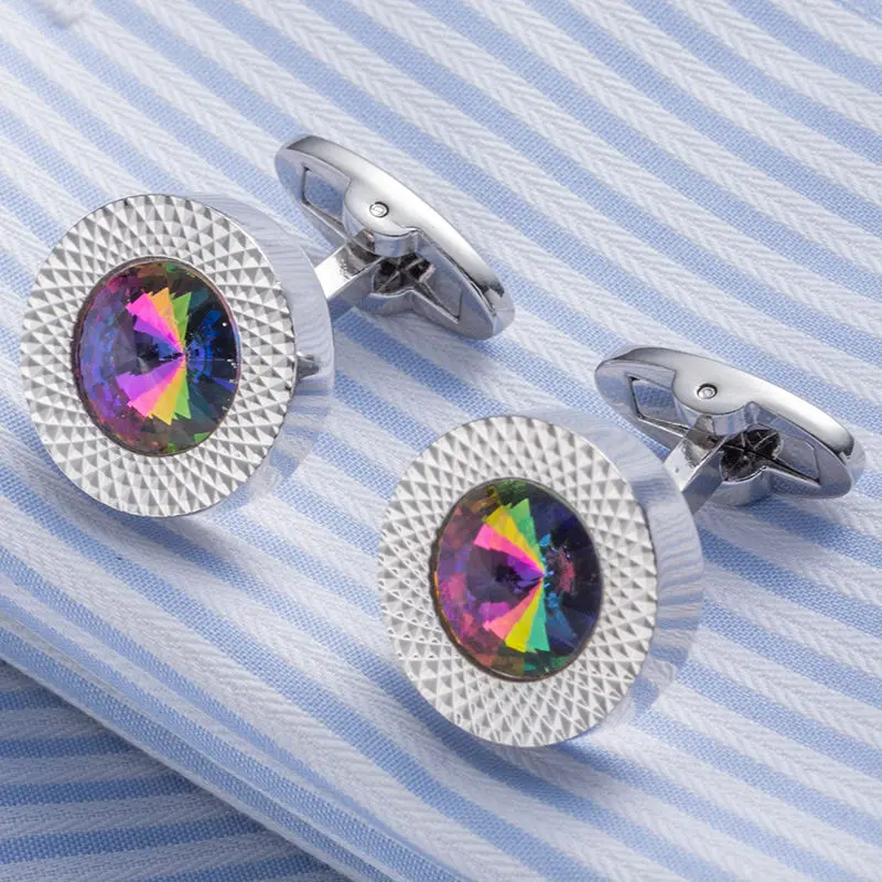 SILVER VAGULA круглые запонки с элементами Swarovski защитник подарочные запонки Gemelos Кнопка 671 - Окраска металла: SILVER