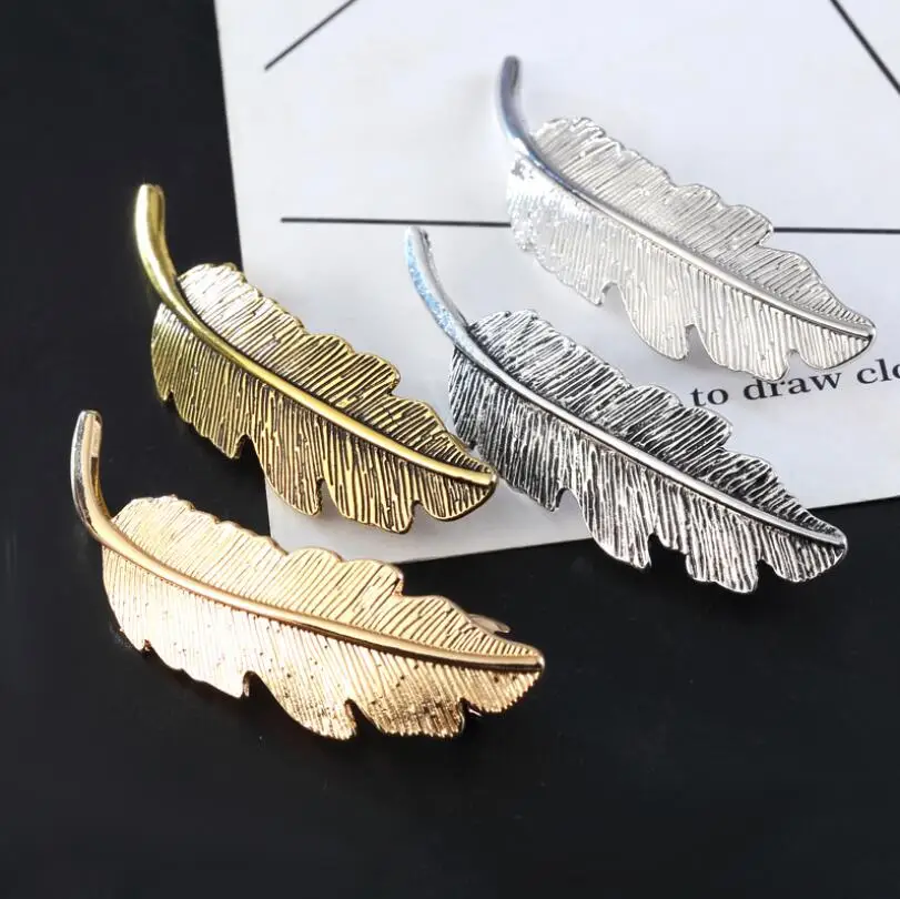 Buy Hfarich Feather Hair Clip Fashion Vintage Gold