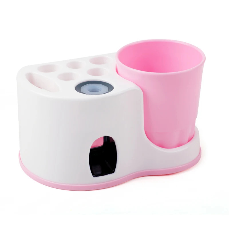 Автоматический Диспенсер зубной пасты набор для держателей зубных щеток Органайзер креативный диспенсер для зубной пасты набор аксессуаров для ванной - Цвет: Pink