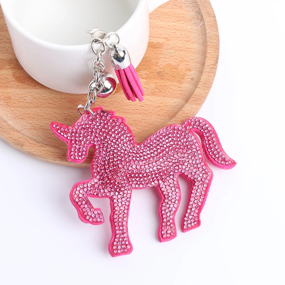 1PC Multicolor Crystal Rhinestone Unicorn Charm Pendant Keychain Handbag Keyring Key Chain Gift Bag Accessories