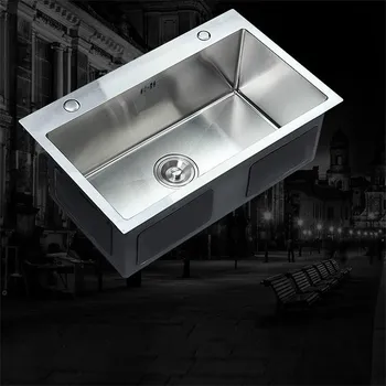 

E ITAS9945 Kitchen sink 304 stainless steel brushed single bowl groove above counter or undermount high-capacity