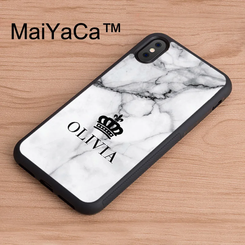MaiYaCa PERSONALISED MARBLE NAME CROWN CUSTOM phone Case