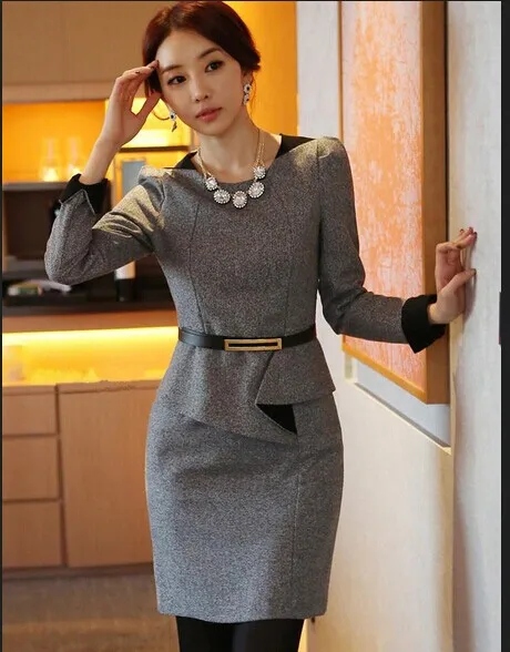 

2017 Autumn Winter Office Ladies Elegant Long Sleeve Slim Hip Bodycon Dress Women Work Wear OL Dresses Vestidos