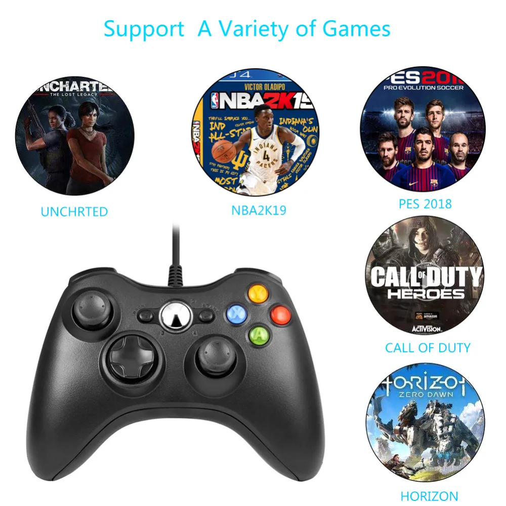 Геймпад для Xbox 360 проводной USB игровой контроллер XBOX джойстик с ручкой и ПК