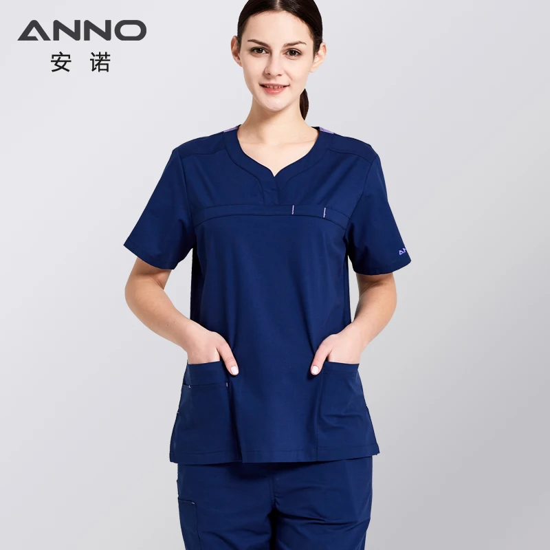 ANNO Nursing Uniforms Stretch Fabrics Clinics Suit For Women and Man Medical Surgical Scrubs Hospital Wear Medical Clothes Gowns