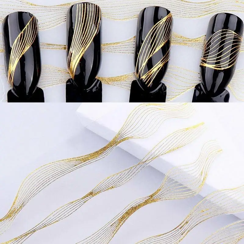 

Nail Art Stickers Laser Gold Metal Stripe Line Tape Self-Adhesive Transfer Foils Decals DIY Tips Manicure Decoration