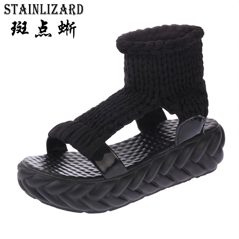 

Spring Summer Casual Women Sandals Ladies Rubber T-strap Sandals Comfortable Female Flat Platform Footwear Women Shoes BT706