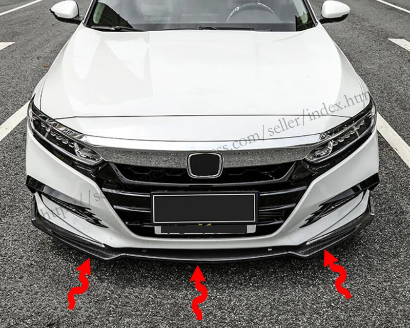 3 шт. для Honda Accord 2018 ABS углеродного волокна передний бампер губ Защитная крышка
