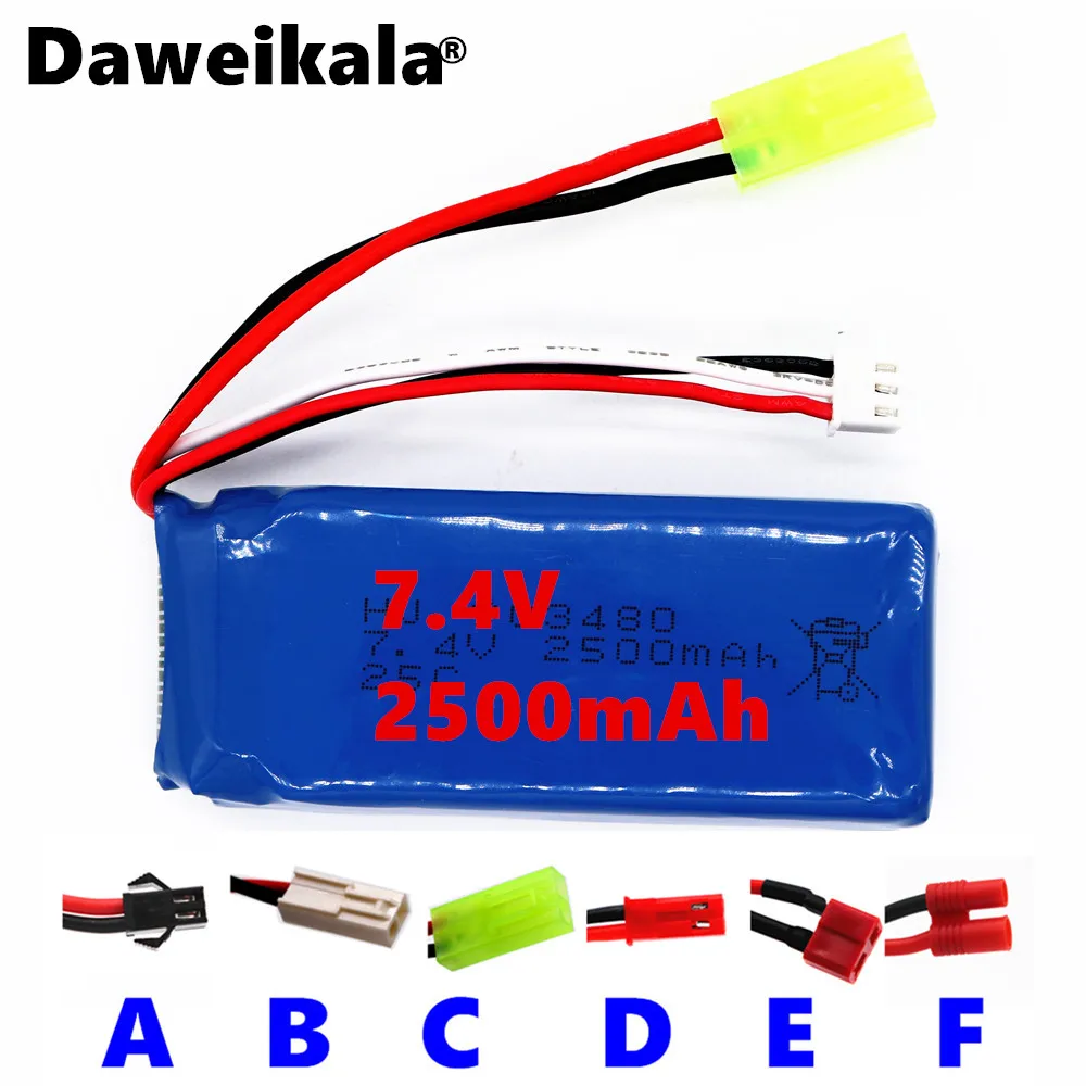 Новая Большая батарея 2500mAh 2S 7 4 V 25C Lipo вертолета Syma X8 X8W X8G с защитой напряжения |