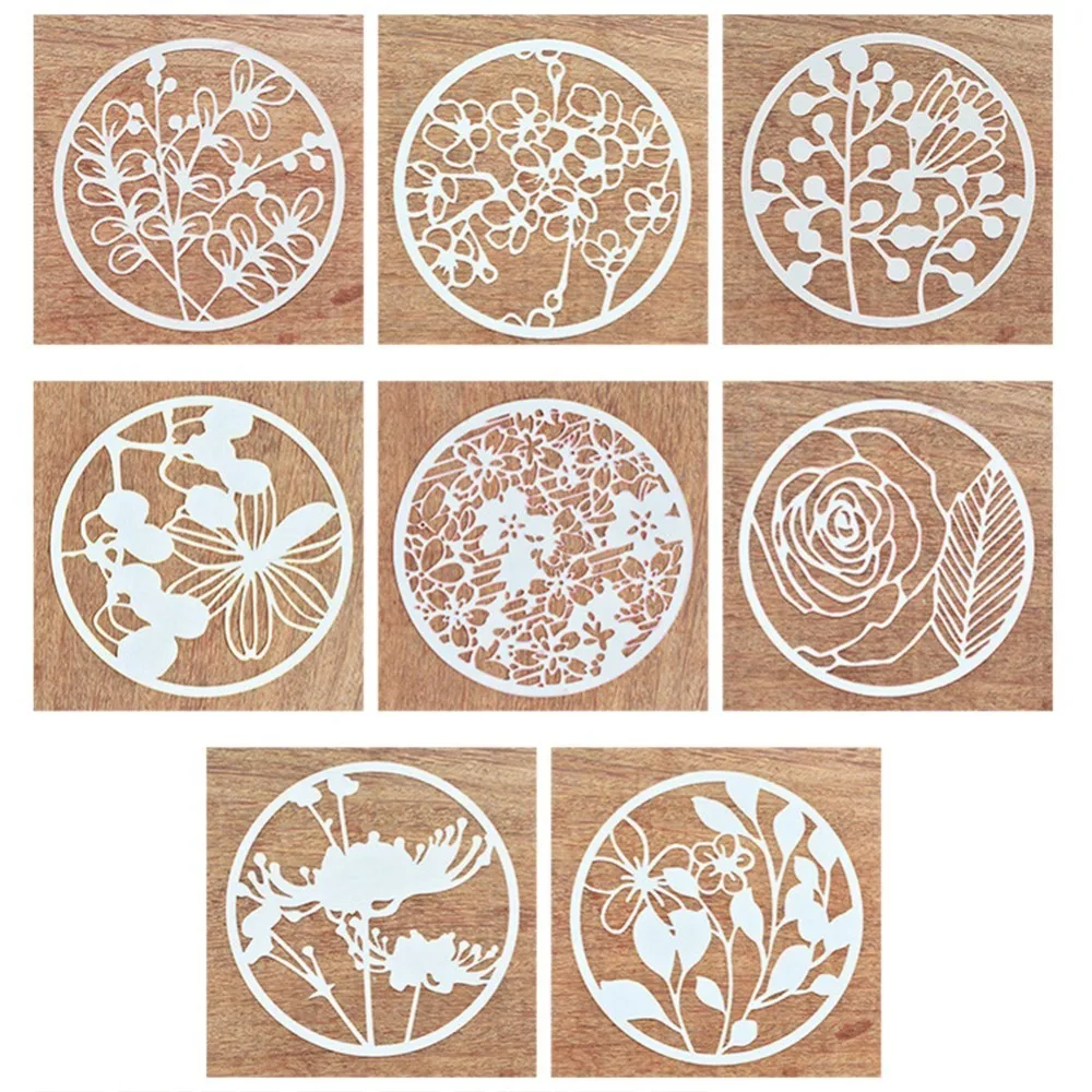 

8Pcs Window Decoration Paper Cutting Series DIY Photo Album Hand-Copied Paper Painting Accessories Pattern Painting Template
