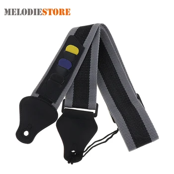 

Adjustable 80-130cm Nylon Guitar Strap Belt Guitarra Pick Holder Strap Guitar Parts Accessories with 3 Picks Plectrums