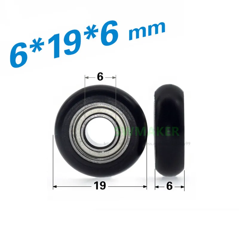 

1pcs 6*19*6mm R type 686 Bearing Plastic-coated POM Wheel, Drawer/Showcase/Automation Equipment Guide Wheel white black